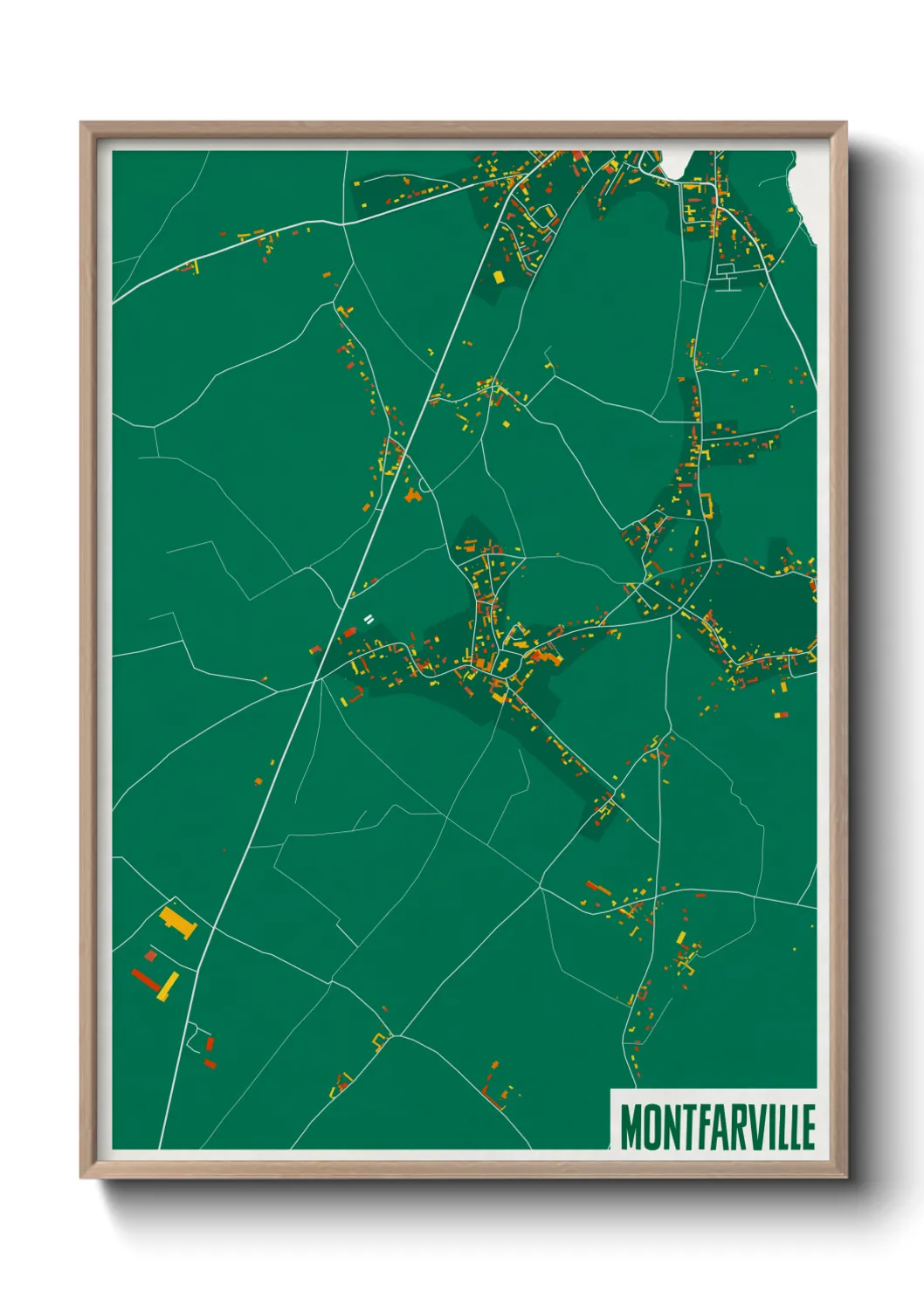 Une affiche de carte sur Montfarville