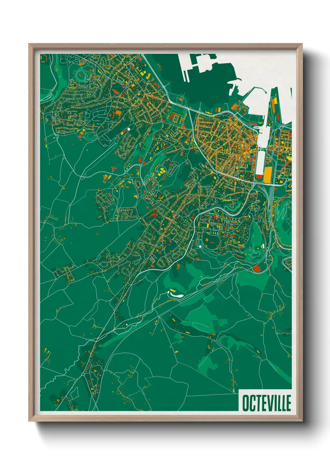 Une affiche de carte sur Octeville