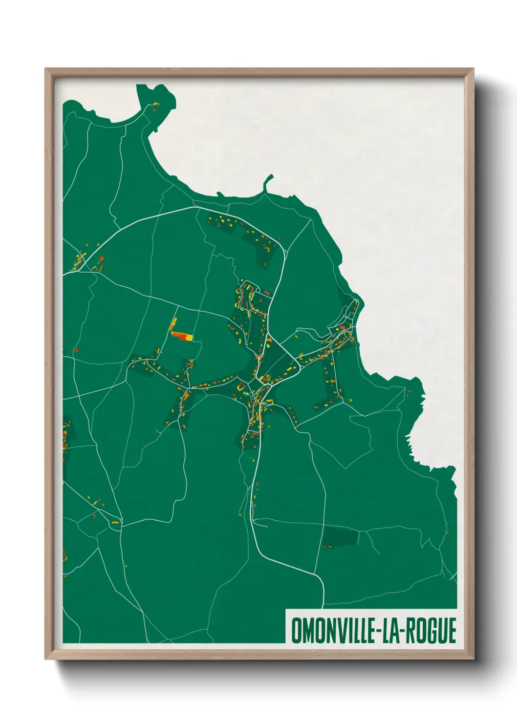 Une affiche de carte sur Omonville-la-Rogue