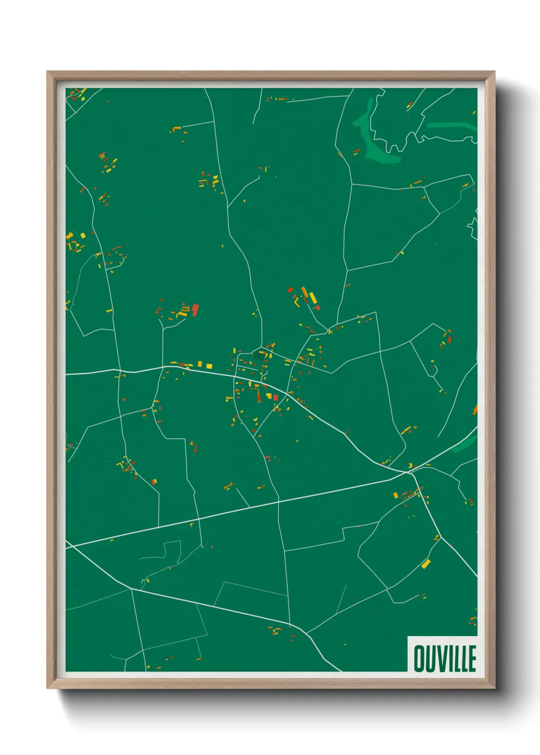 Une affiche de carte sur Ouville