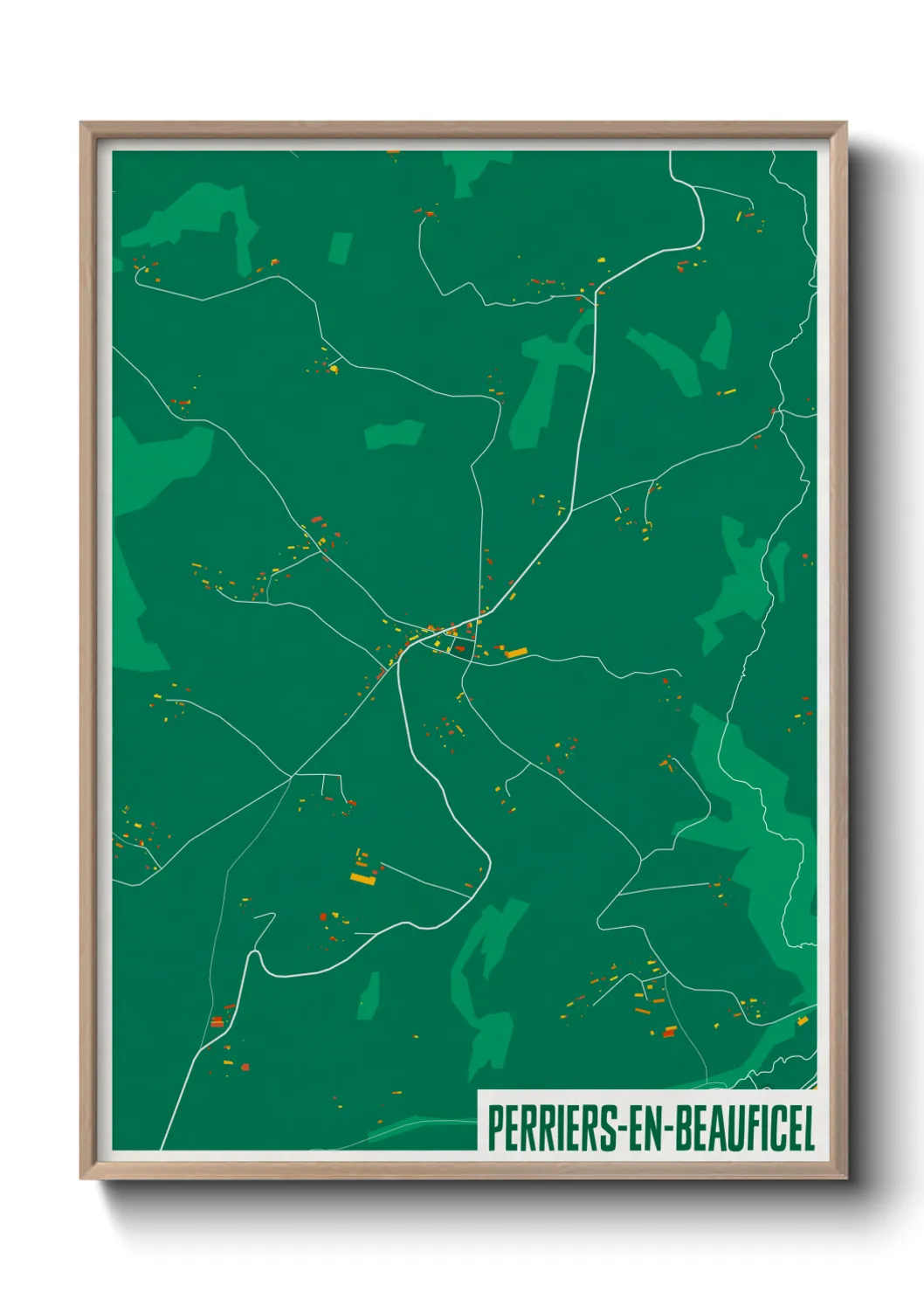 Une affiche de carte sur Perriers-en-Beauficel