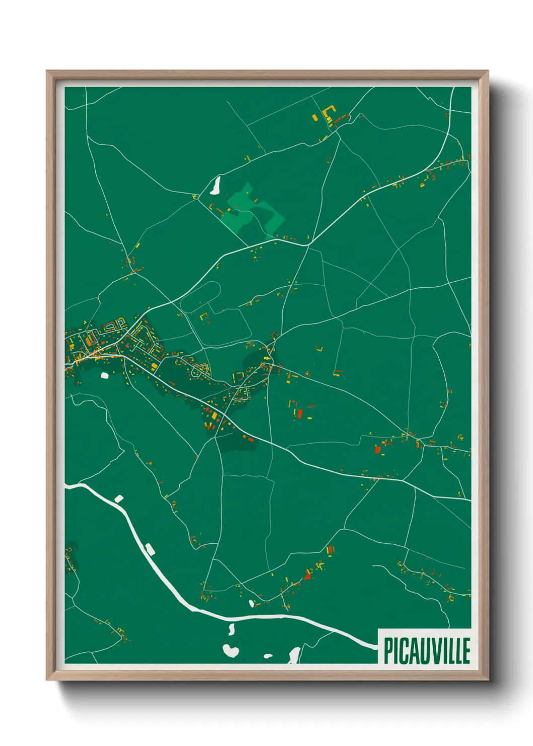 Une affiche de carte sur Picauville