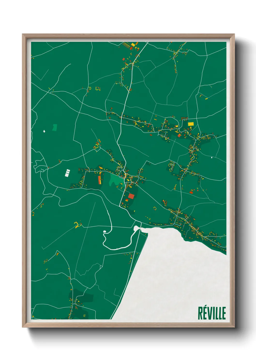 Une affiche de carte sur Réville