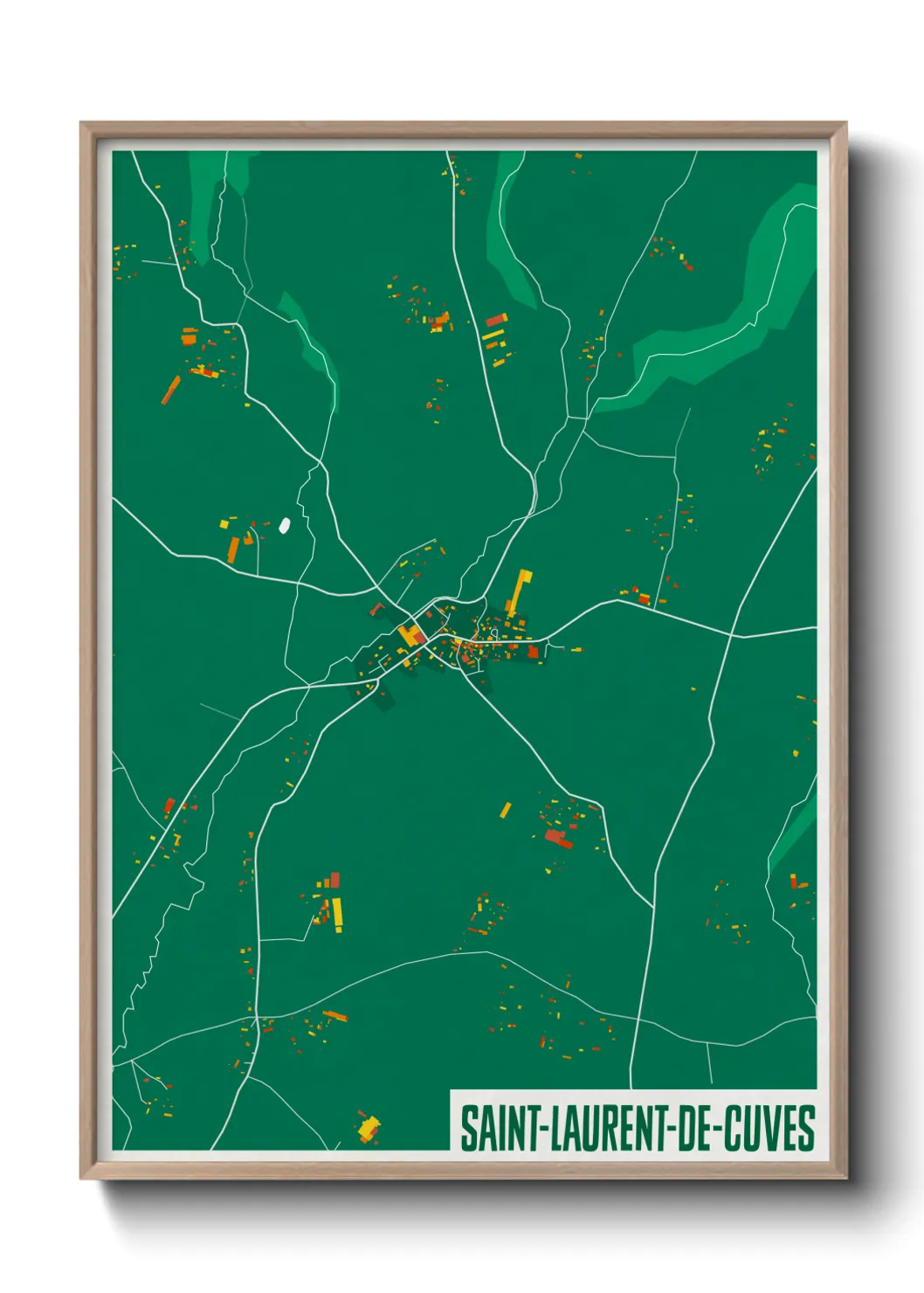 Une affiche de carte sur Saint-Laurent-de-Cuves