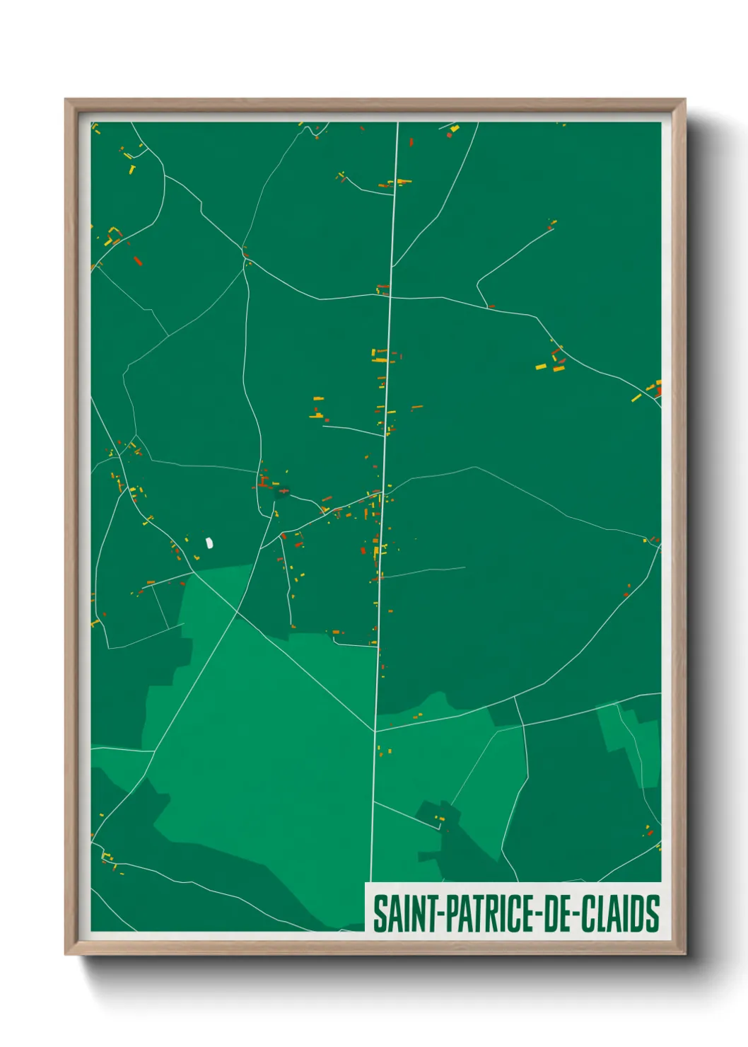 Une affiche de carte sur Saint-Patrice-de-Claids
