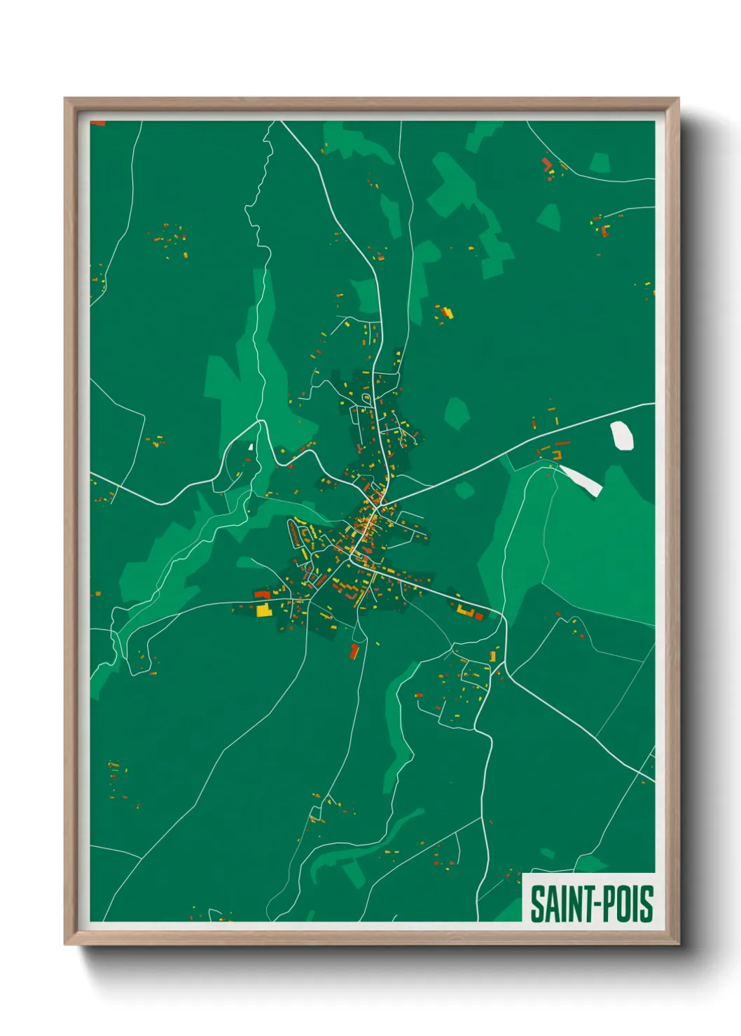 Une affiche de carte sur Saint-Pois
