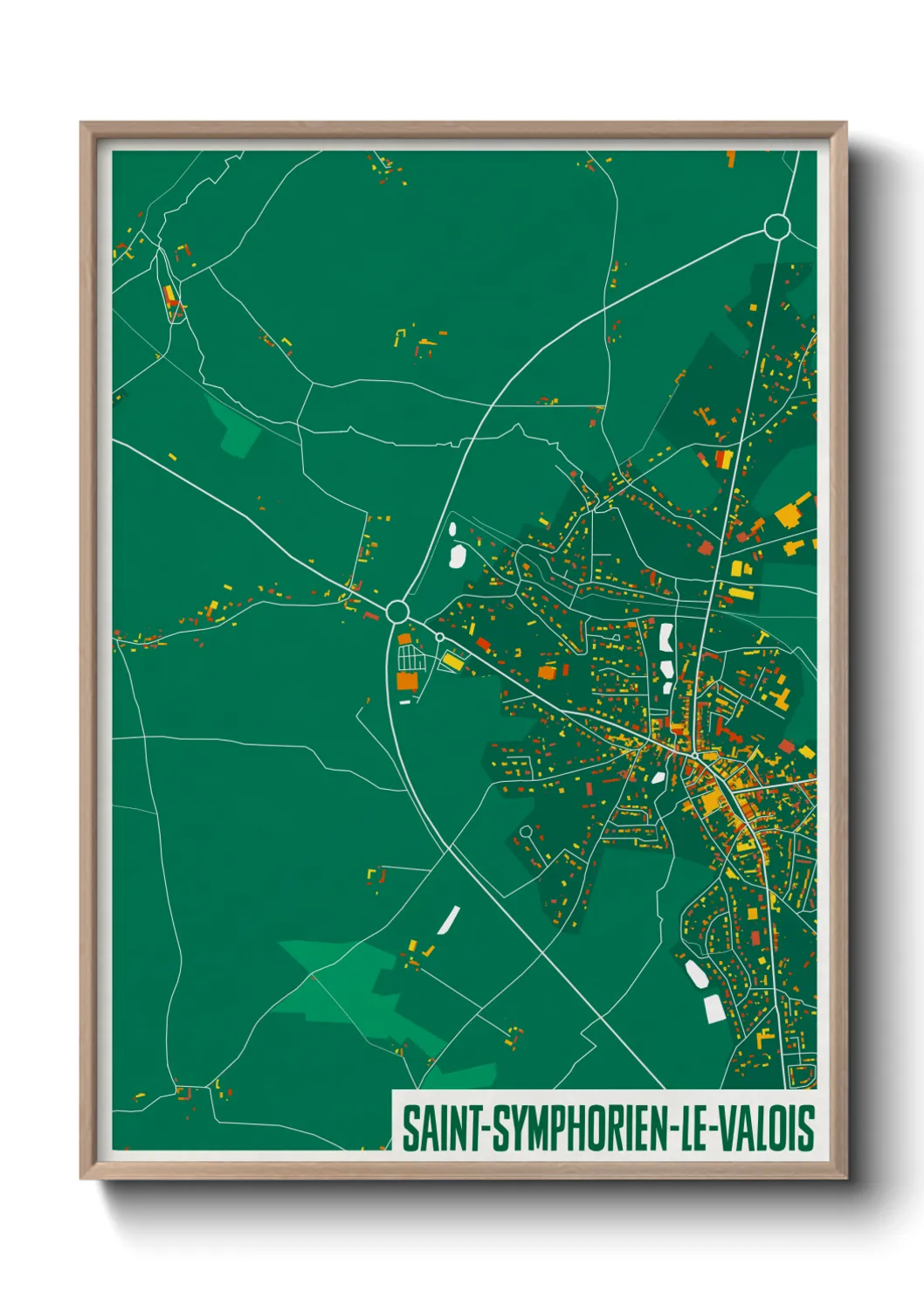 Une affiche de carte sur Saint-Symphorien-le-Valois