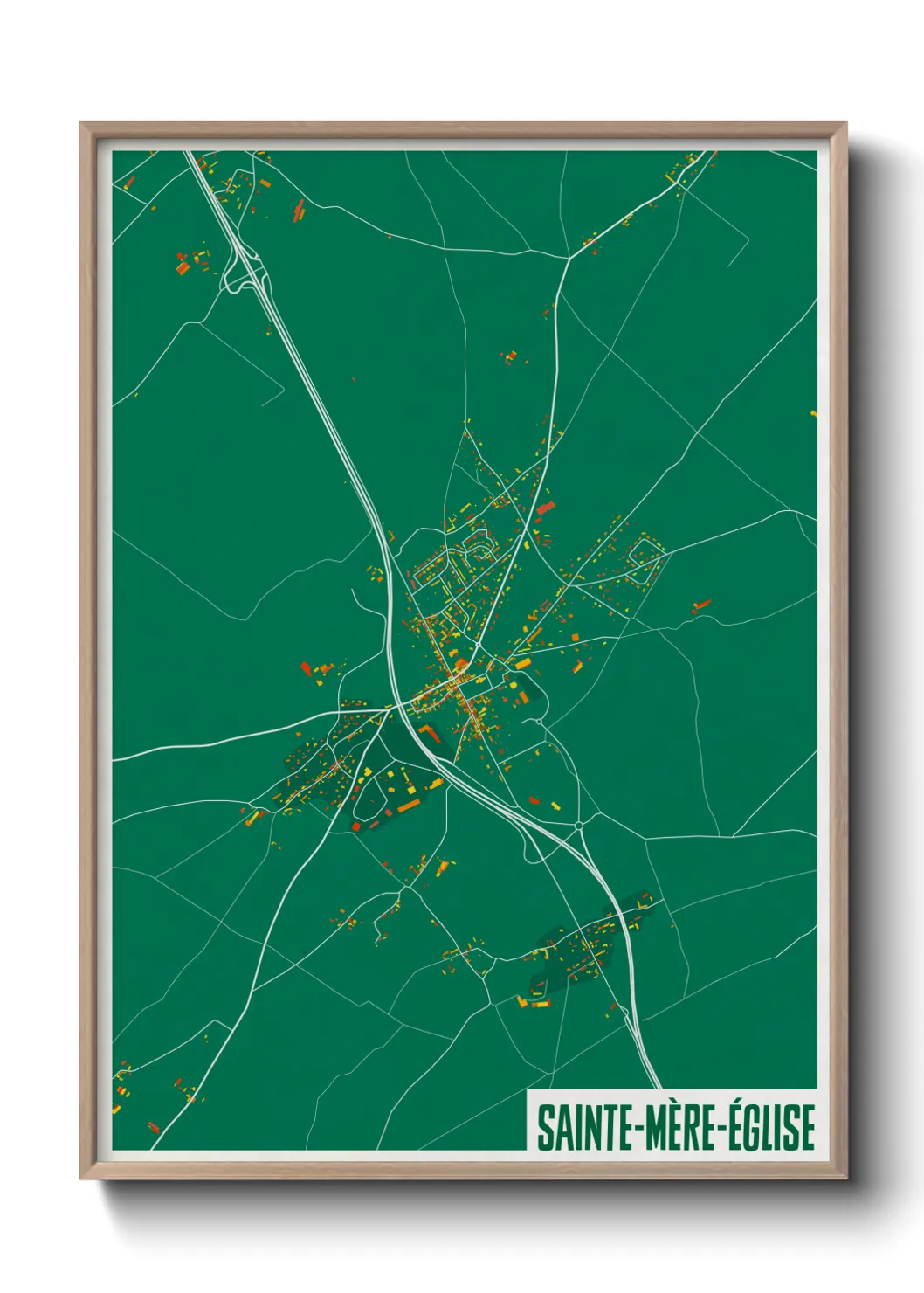 Une affiche de carte sur Sainte-Mère-Église