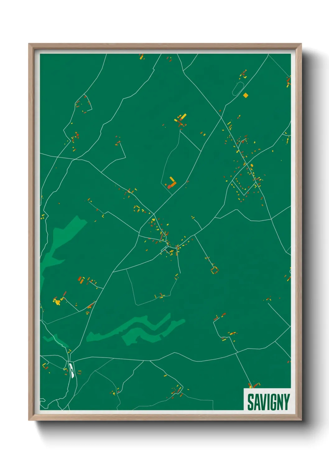 Une affiche de carte sur Savigny