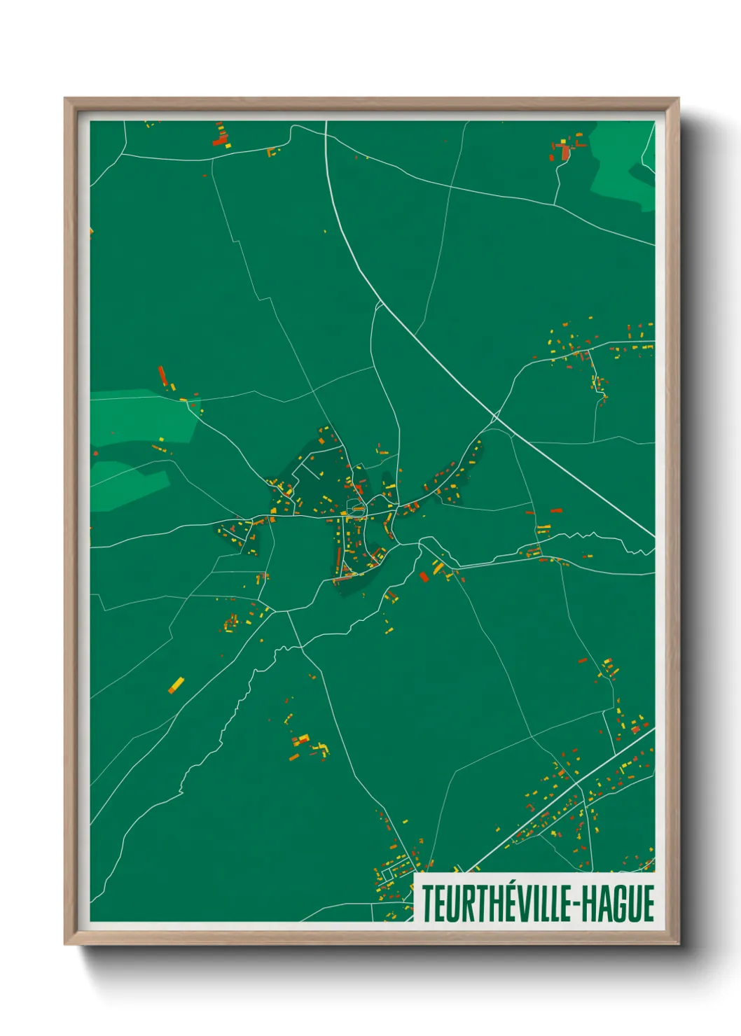Une affiche de carte sur Teurthéville-Hague