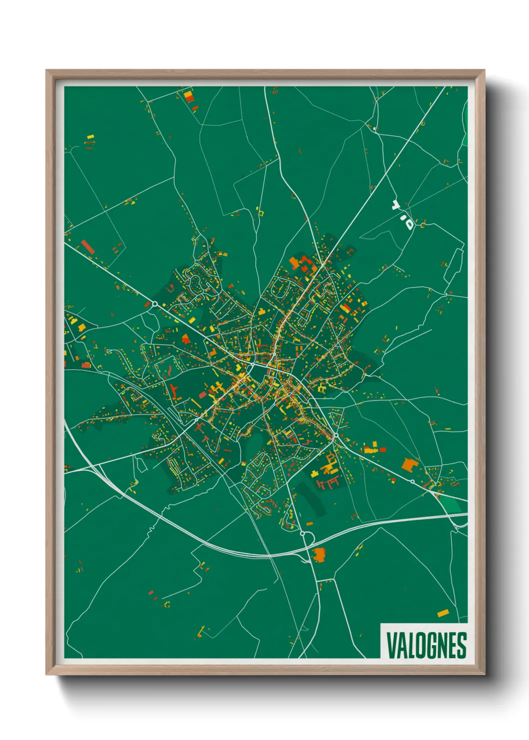 Une affiche de carte sur Valognes