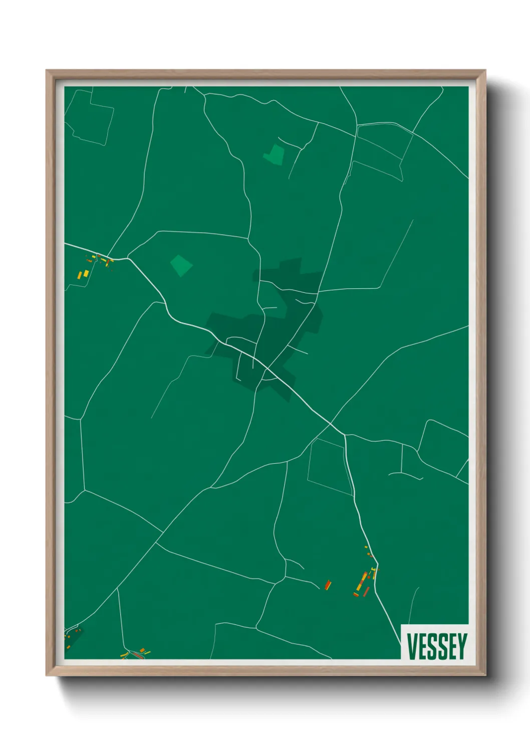 Une affiche de carte sur Vessey