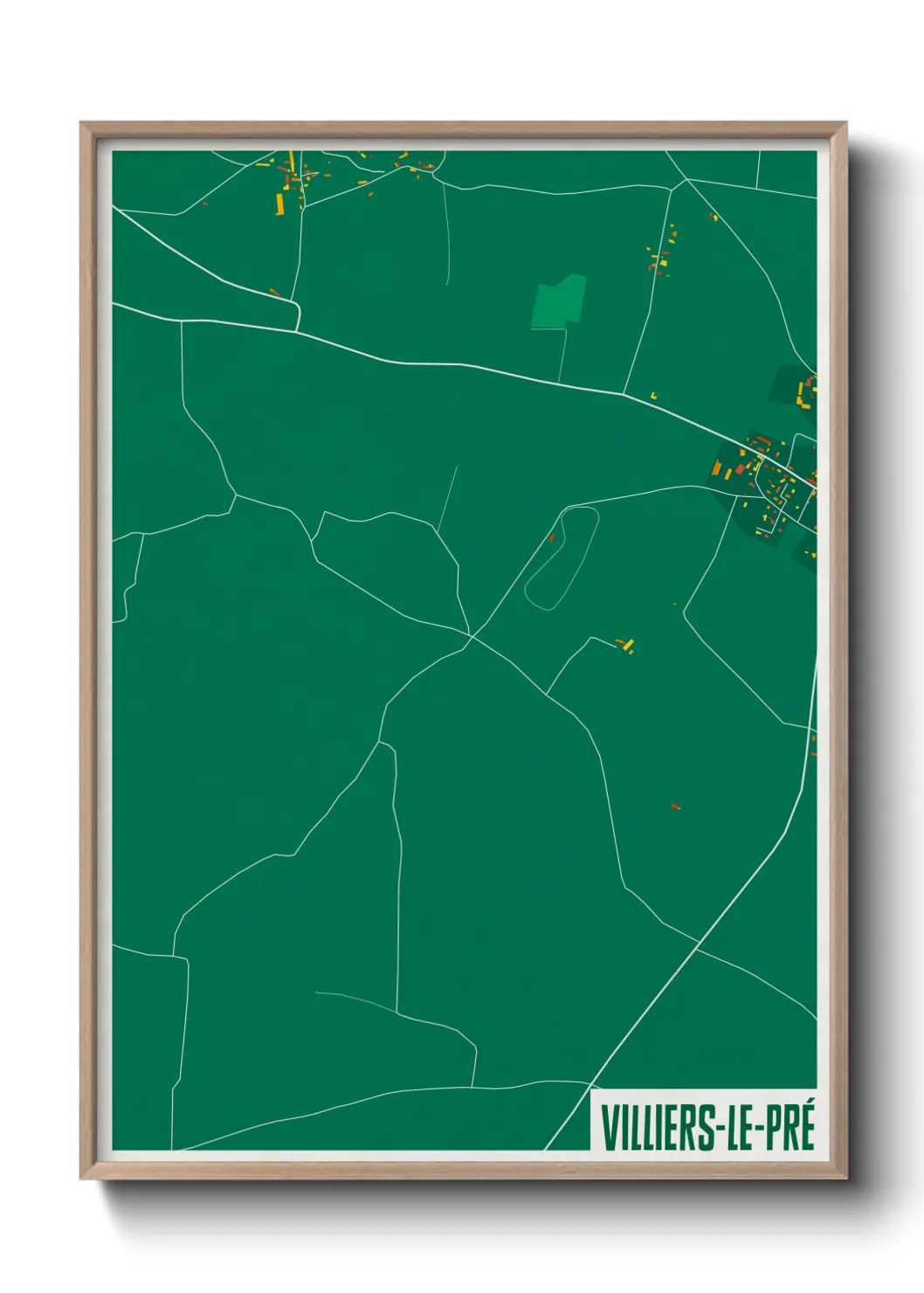 Une affiche de carte sur Villiers-le-Pré