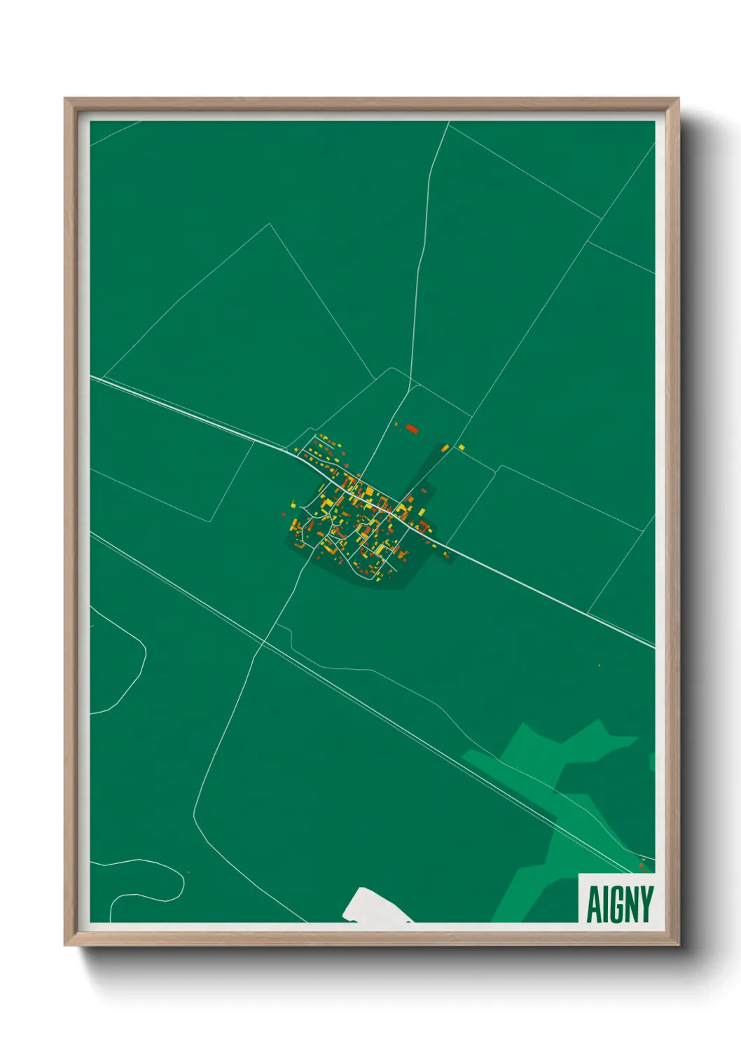 Une affiche de carte sur Aigny