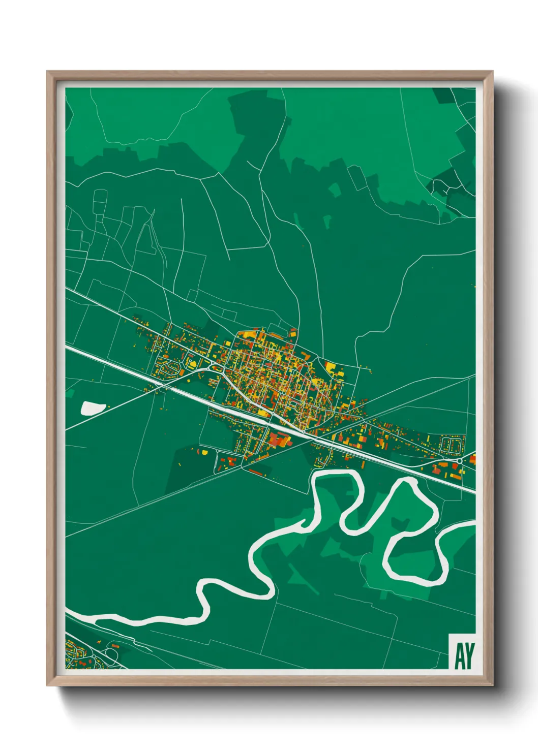 Une affiche de carte sur Ay