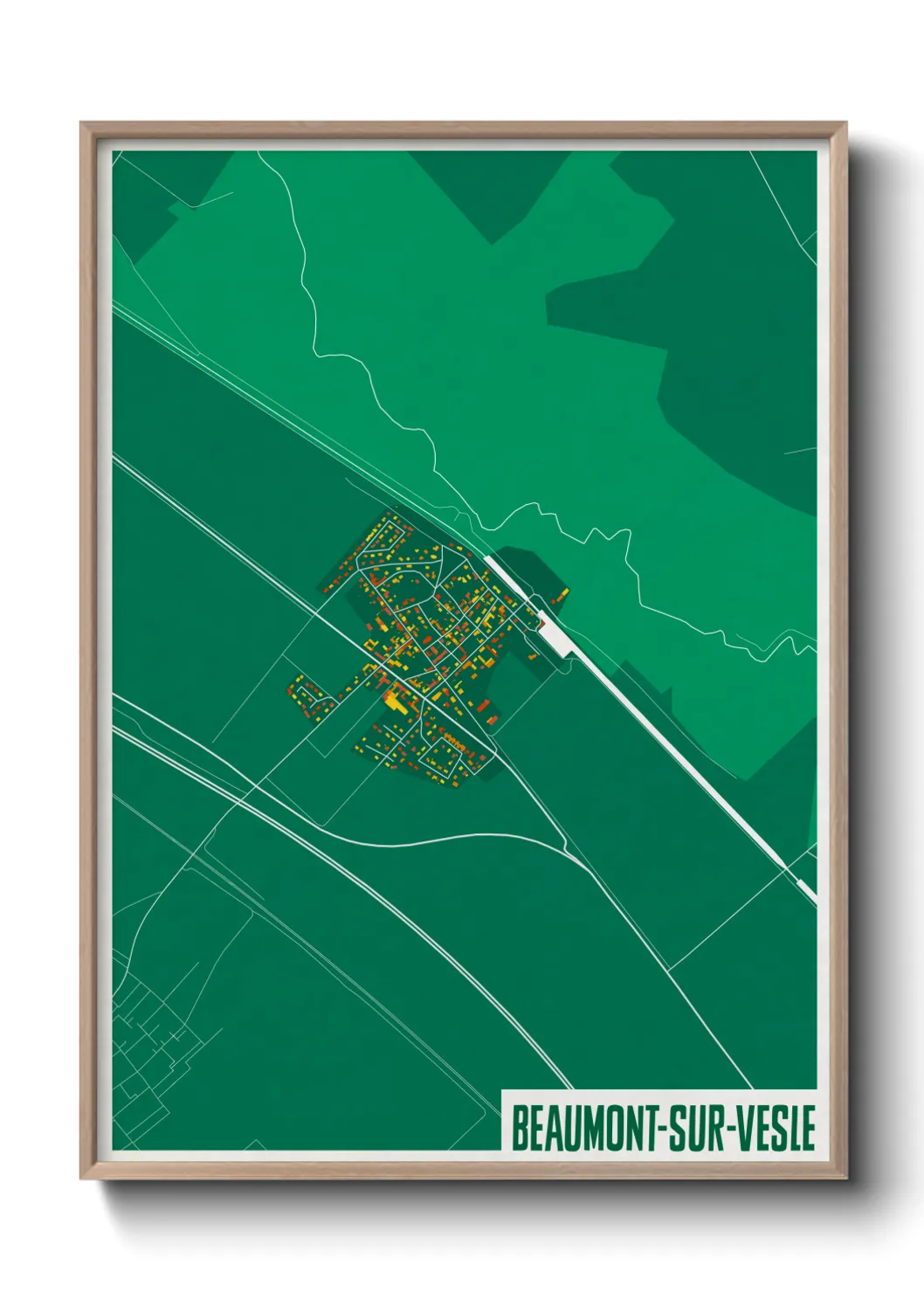 Une affiche de carte sur Beaumont-sur-Vesle