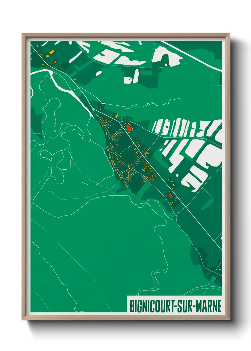 Une affiche de carte sur Bignicourt-sur-Marne