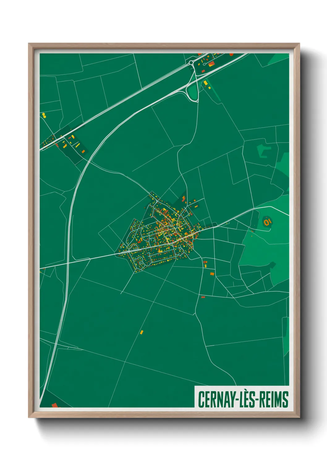 Une affiche de carte sur Cernay-lès-Reims