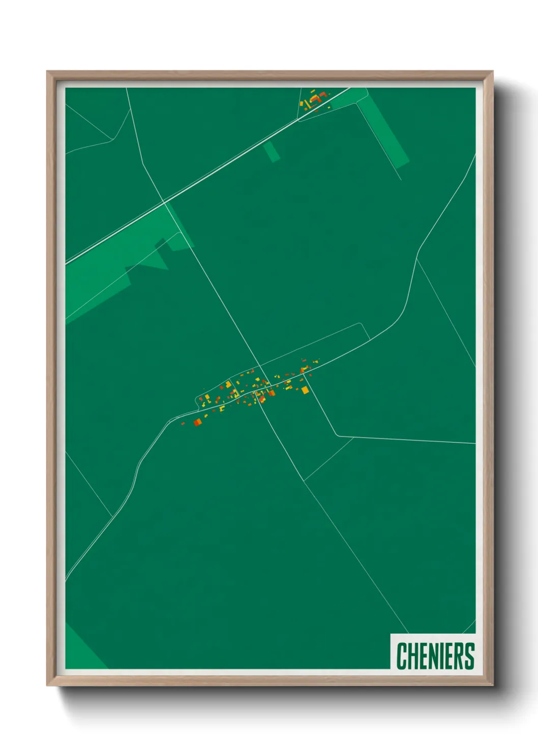 Une affiche de carte sur Cheniers