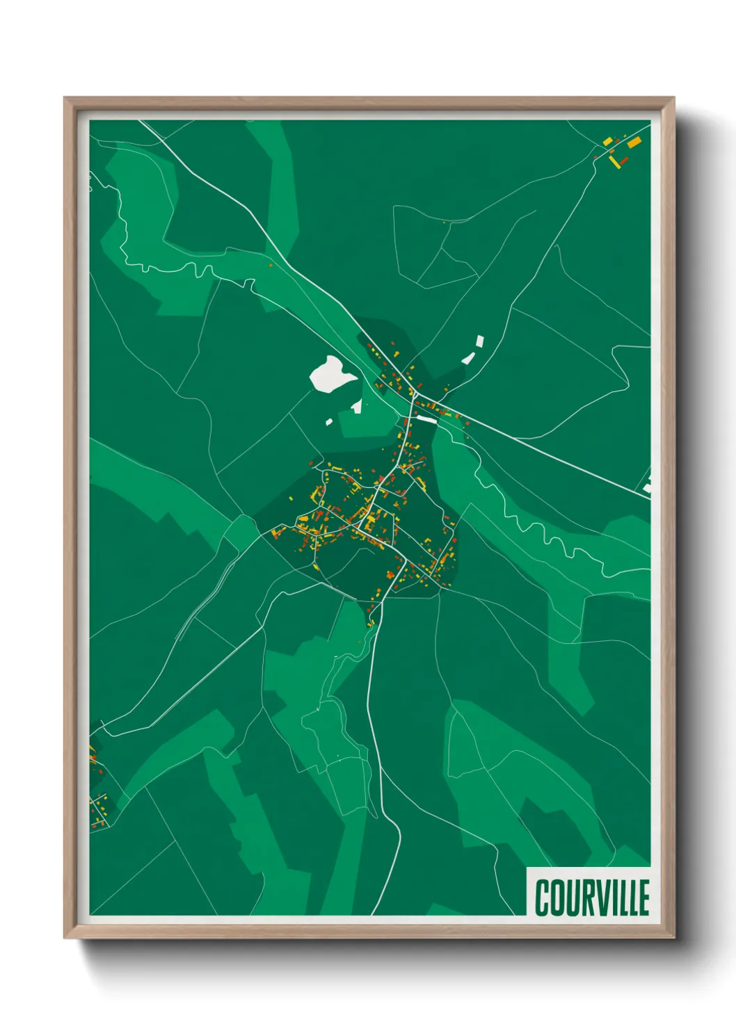 Une affiche de carte sur Courville