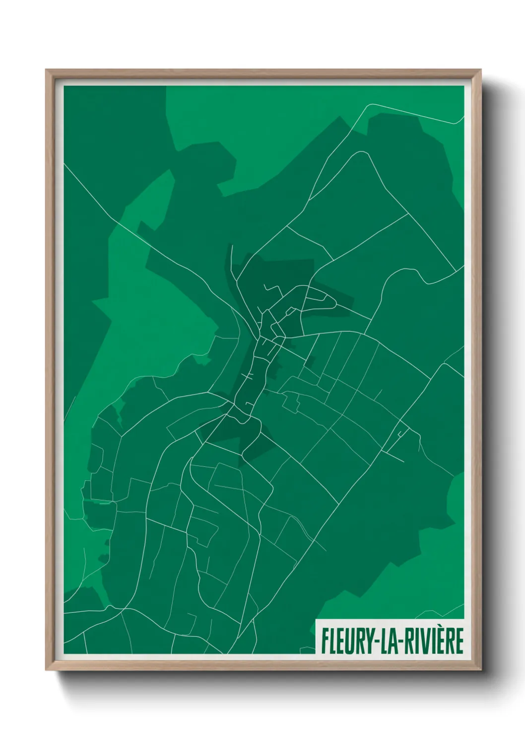 Une affiche de carte sur Fleury-la-Rivière