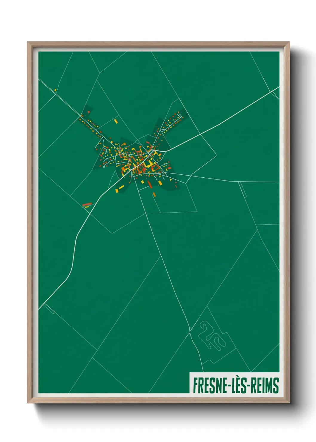 Une affiche de carte sur Fresne-lès-Reims
