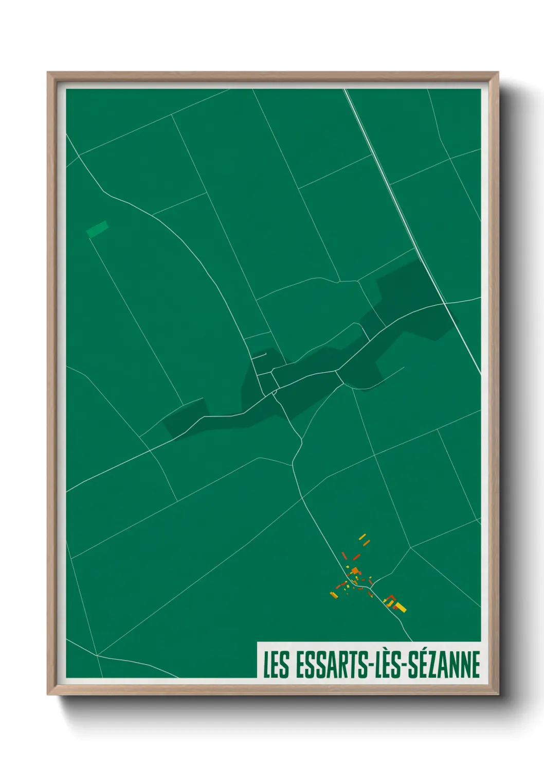 Une affiche de carte sur Les Essarts-lès-Sézanne
