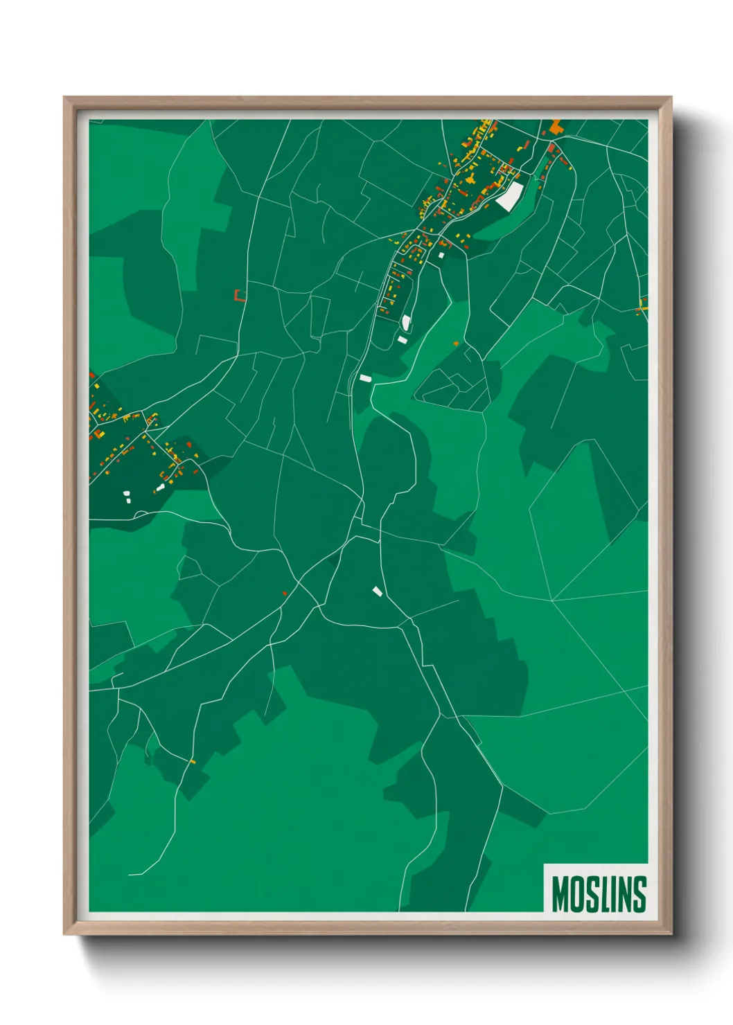 Une affiche de carte sur Moslins