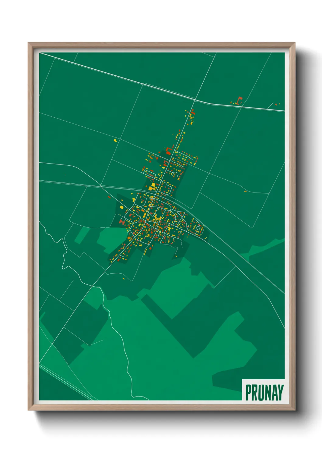 Une affiche de carte sur Prunay