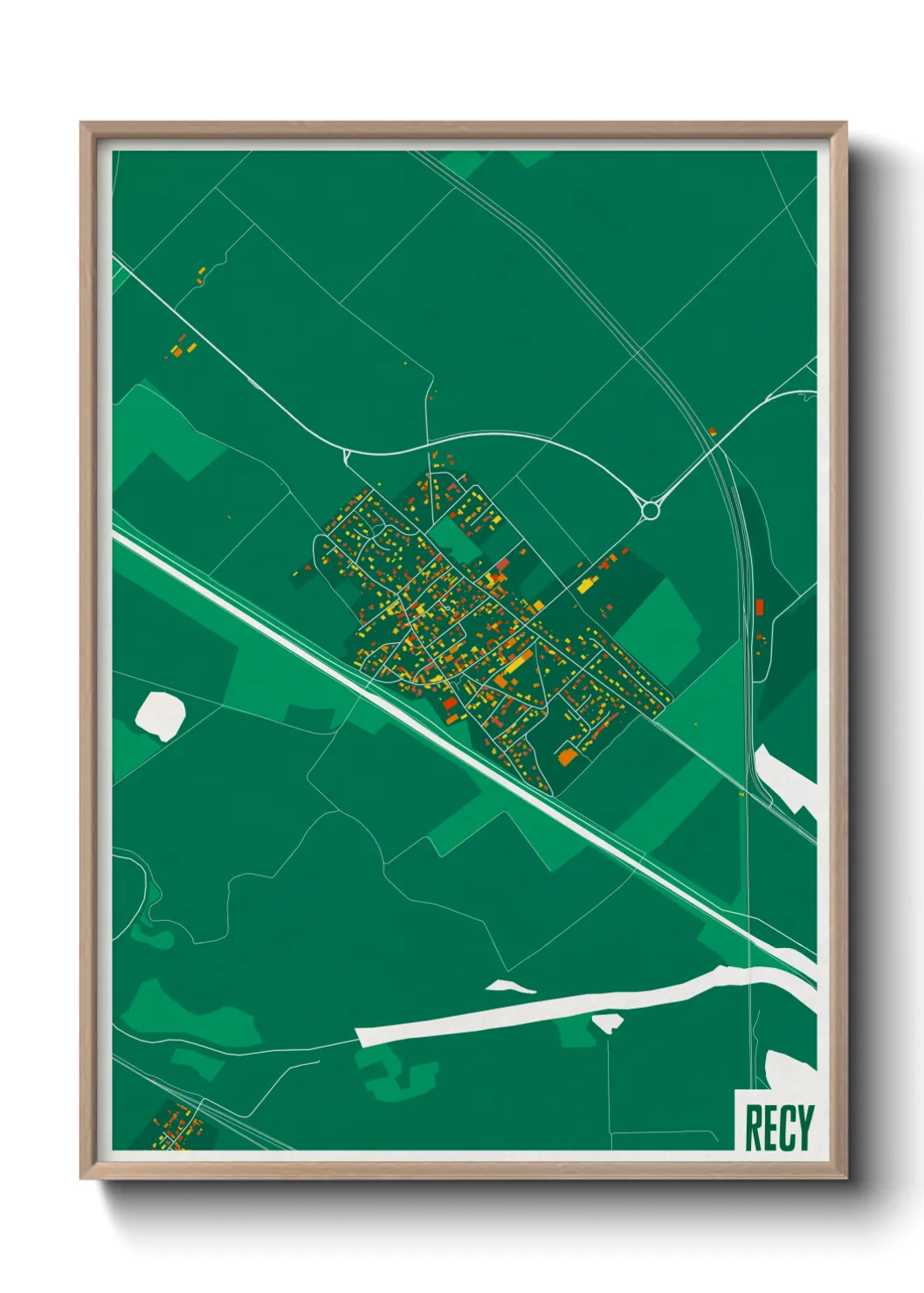 Une affiche de carte sur Recy