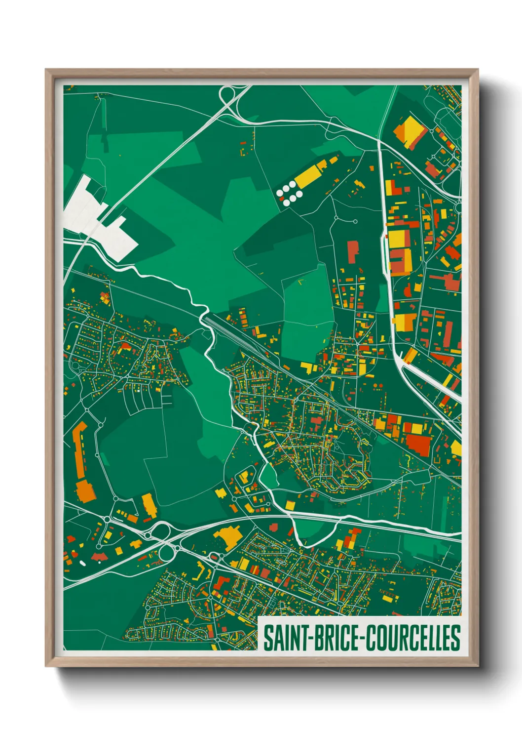 Une affiche de carte sur Saint-Brice-Courcelles