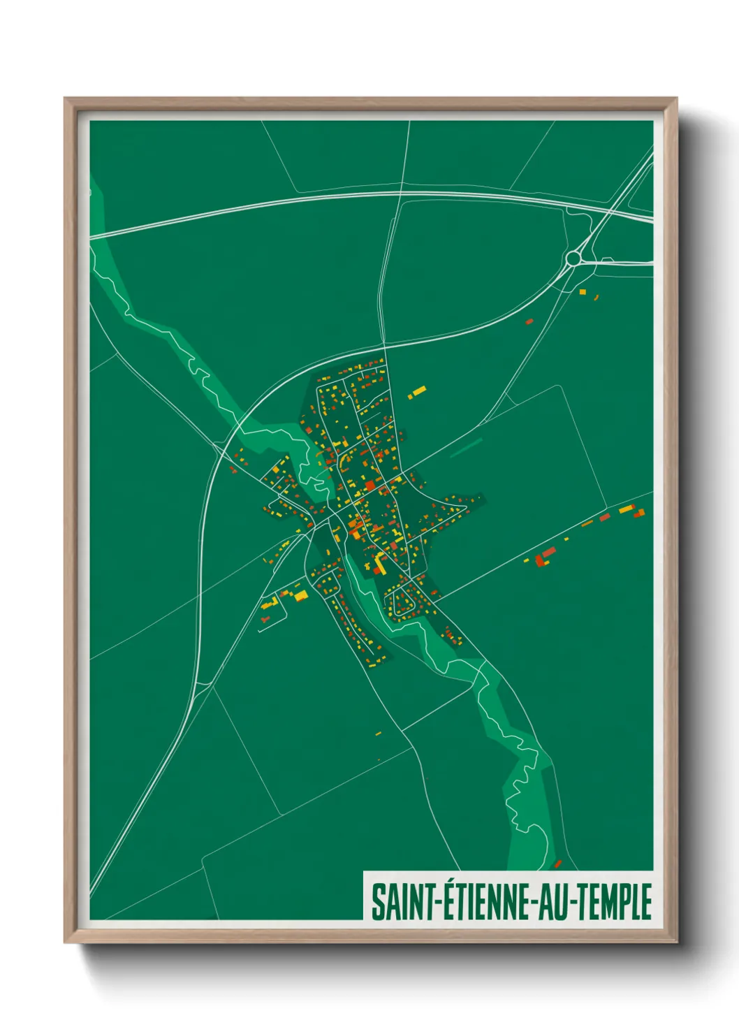 Une affiche de carte sur Saint-Étienne-au-Temple