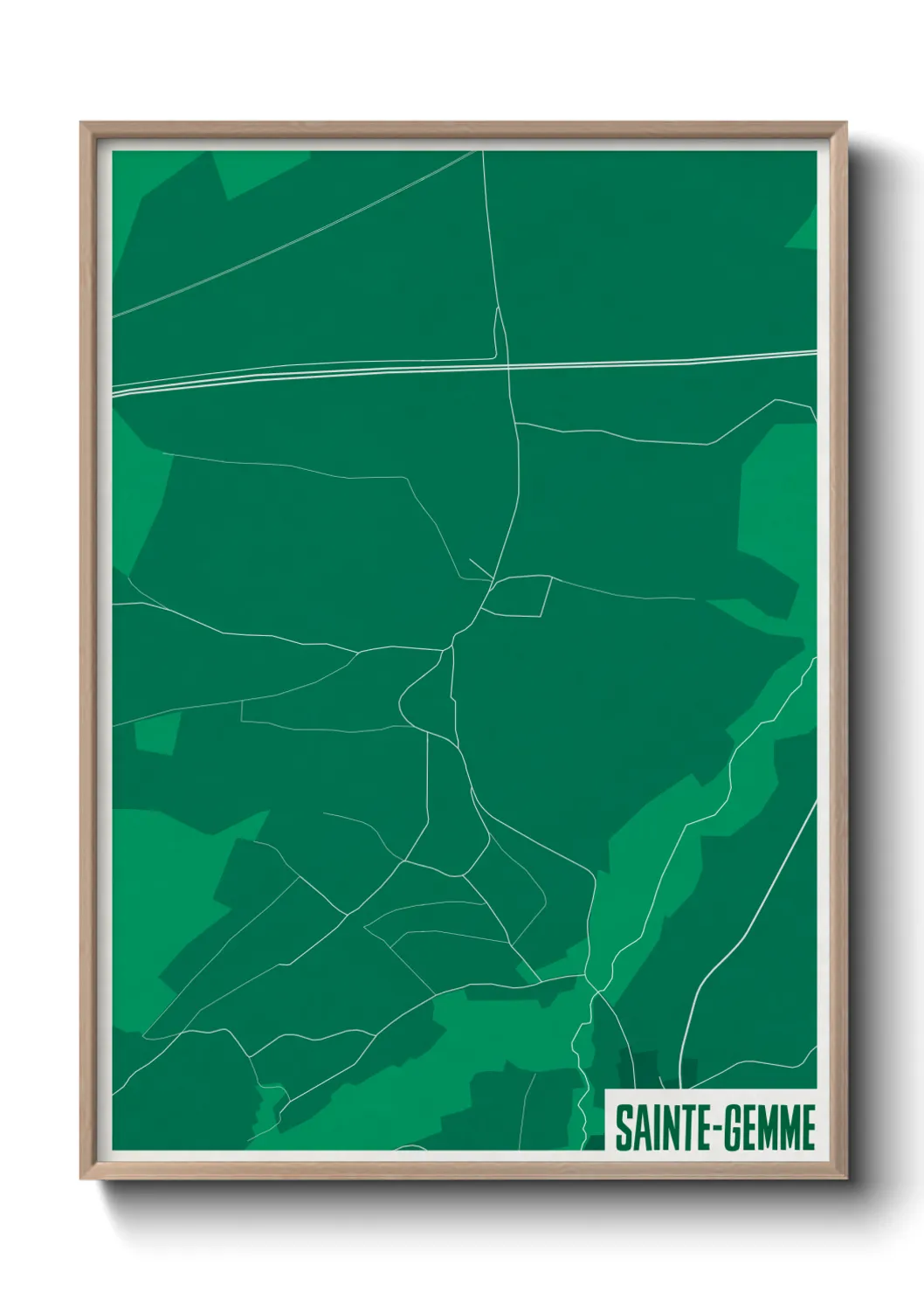 Une affiche de carte sur Sainte-Gemme