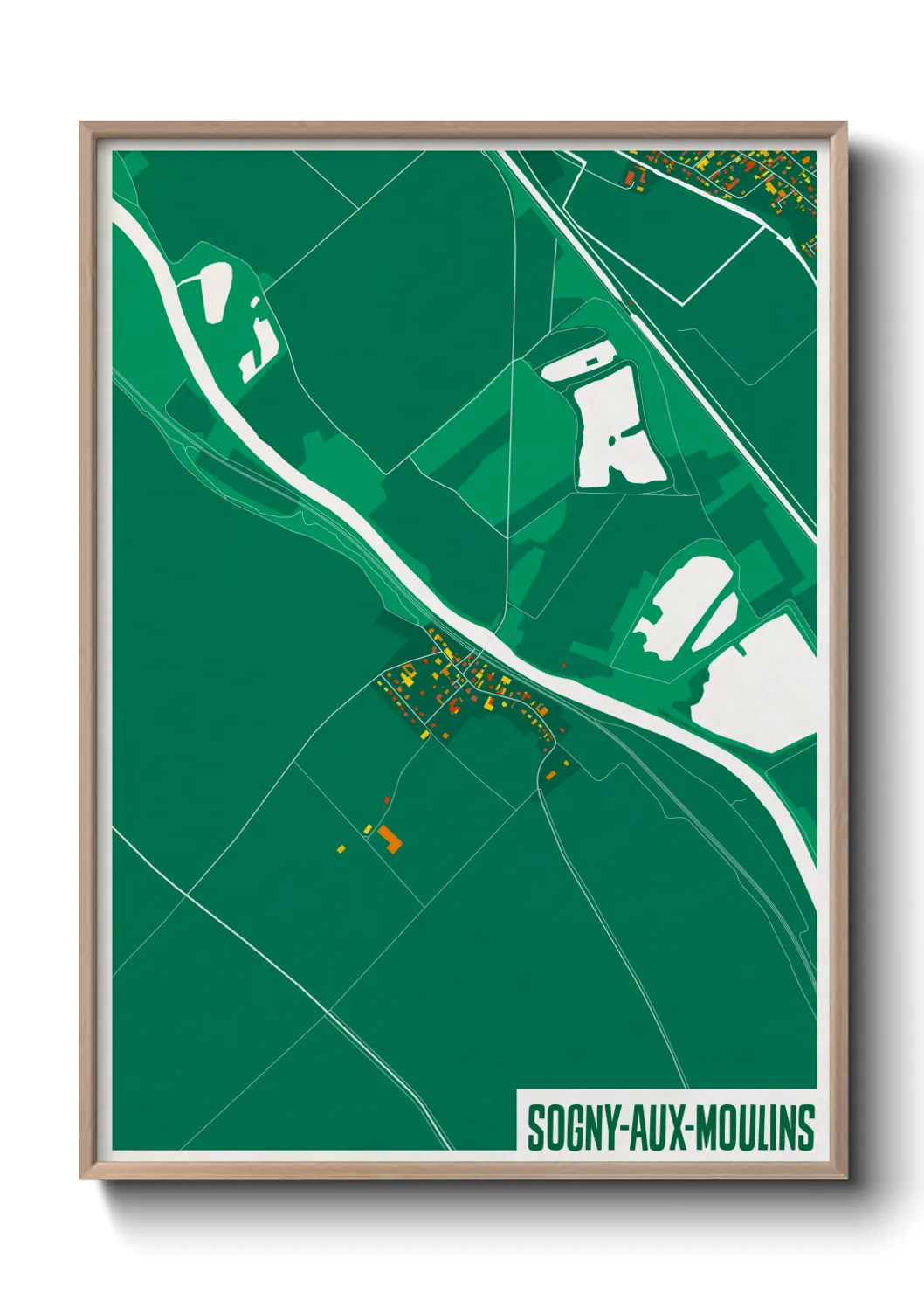 Une affiche de carte sur Sogny-aux-Moulins