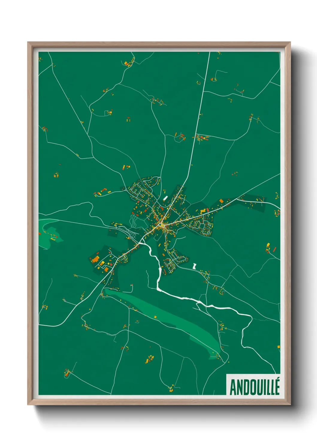 Une affiche de carte sur Andouillé