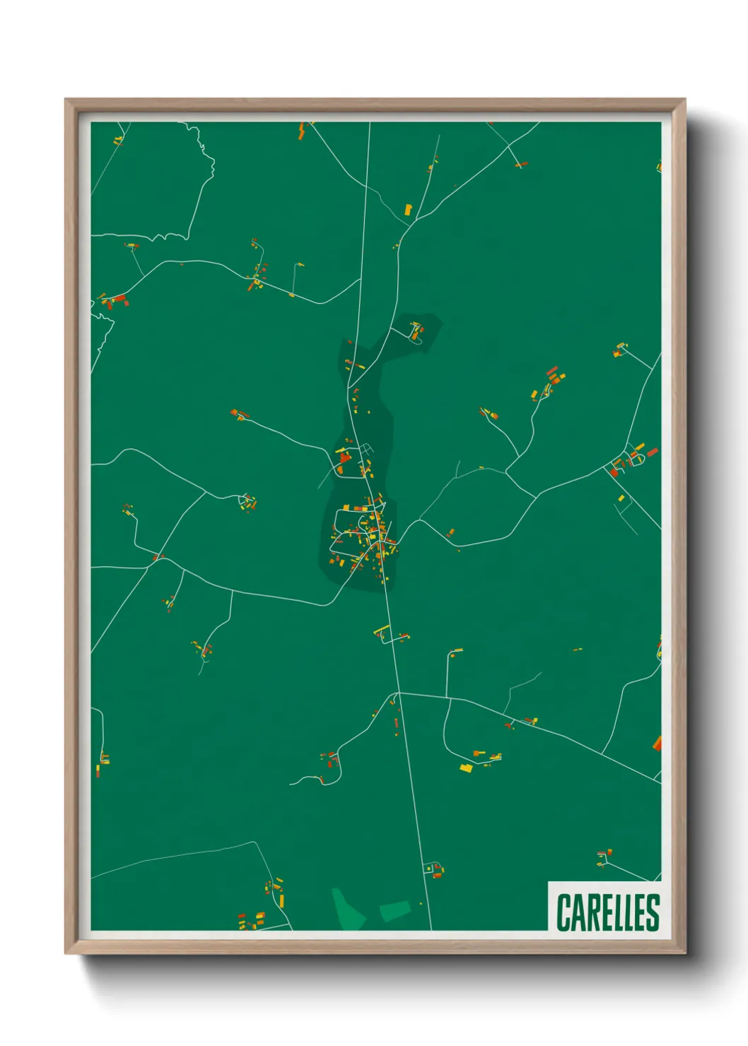 Une affiche de carte sur Carelles