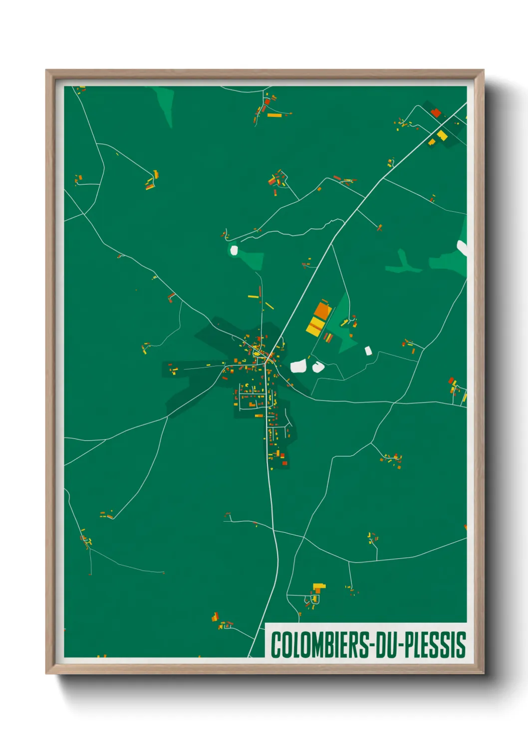 Une affiche de carte sur Colombiers-du-Plessis