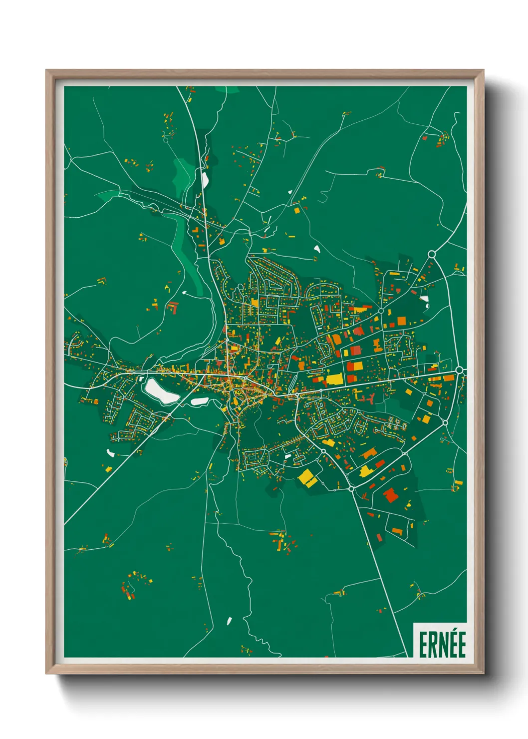 Une affiche de carte sur Ernée