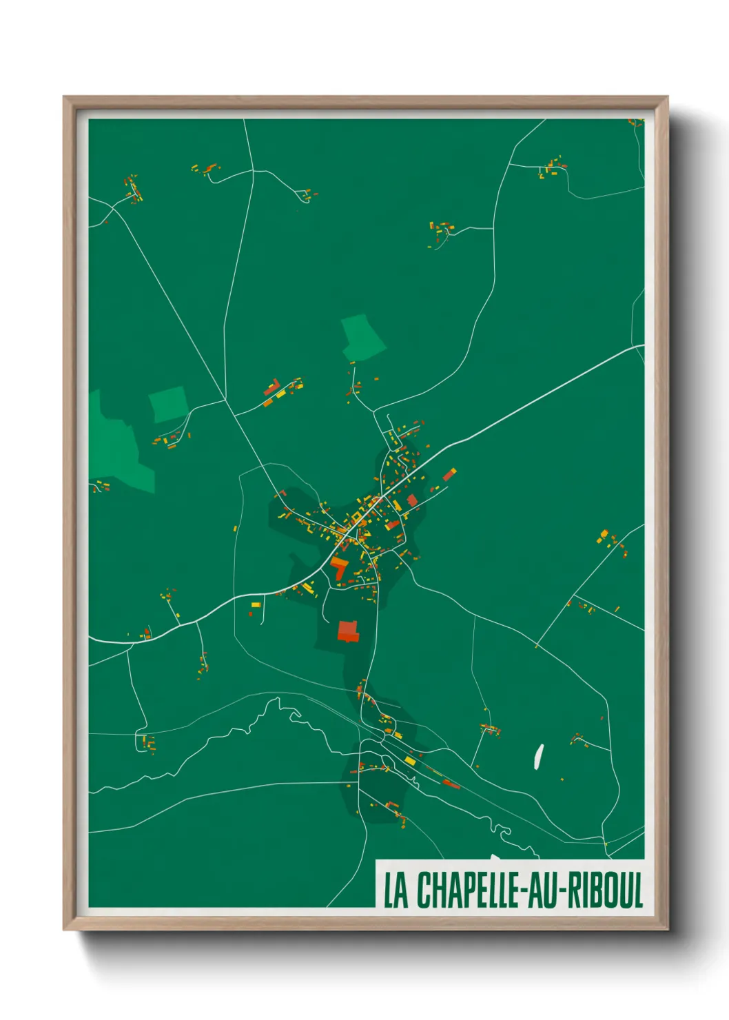 Une affiche de carte sur La Chapelle-au-Riboul