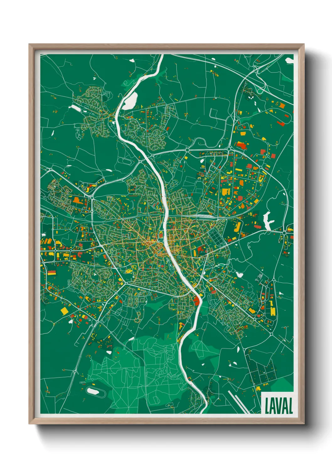 Une affiche de carte sur Laval