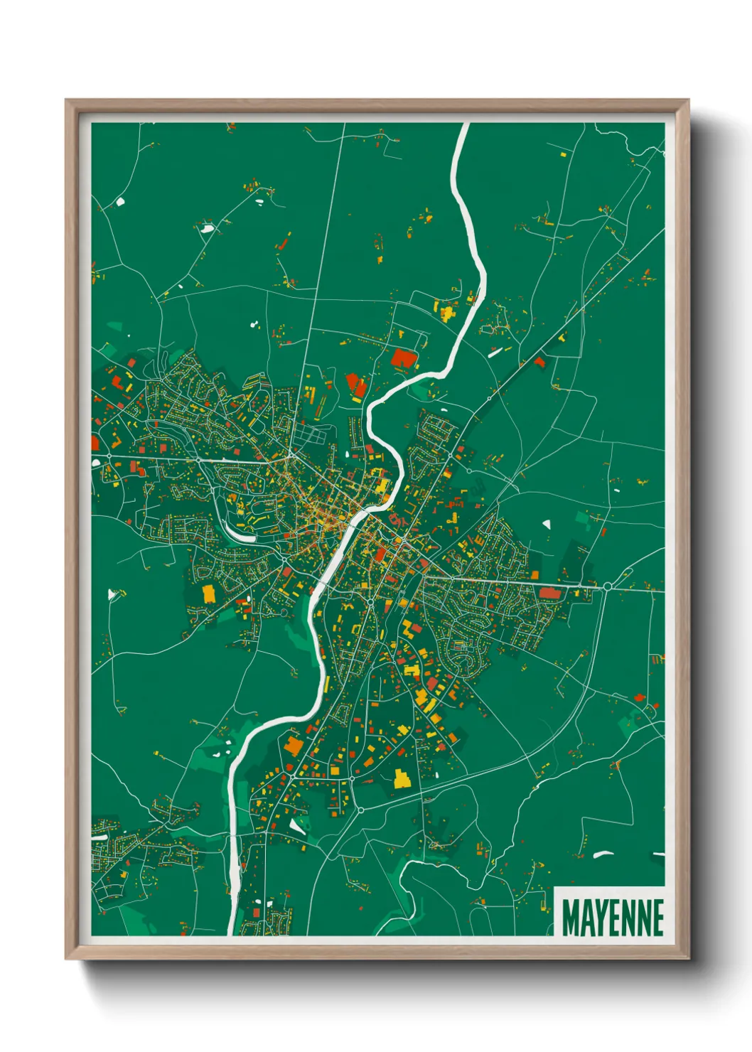 Une affiche de carte sur Mayenne