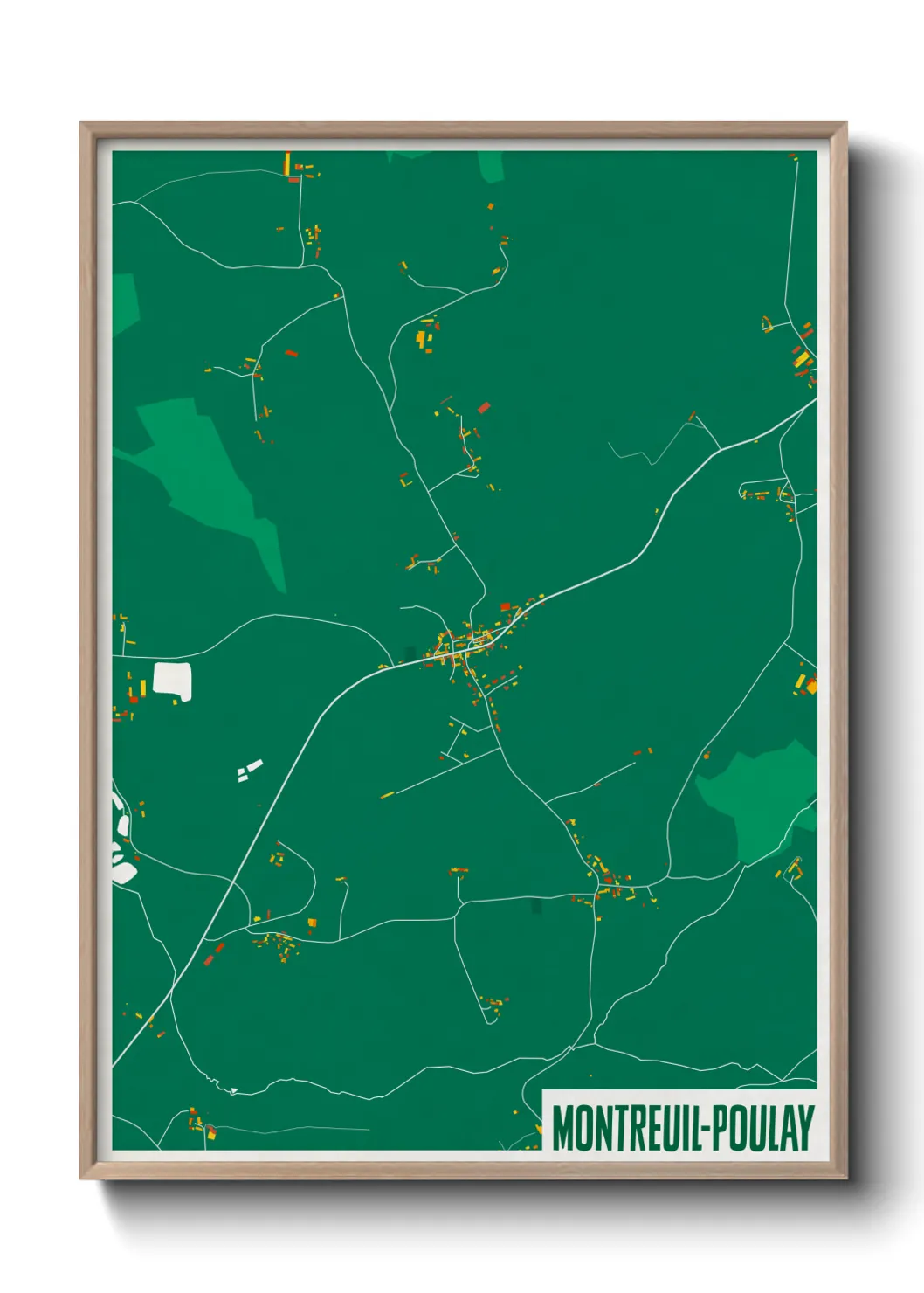 Une affiche de carte sur Montreuil-Poulay