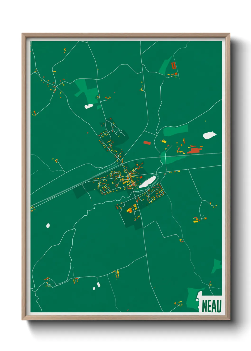 Une affiche de carte sur Neau