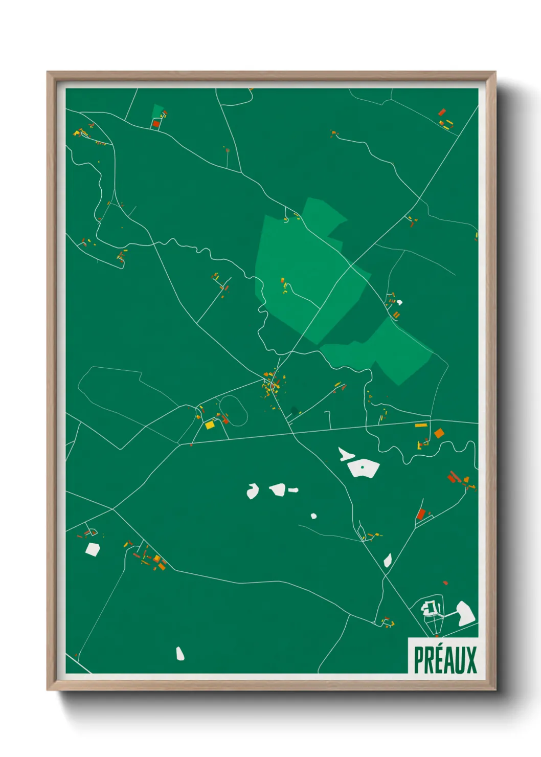 Une affiche de carte sur Préaux