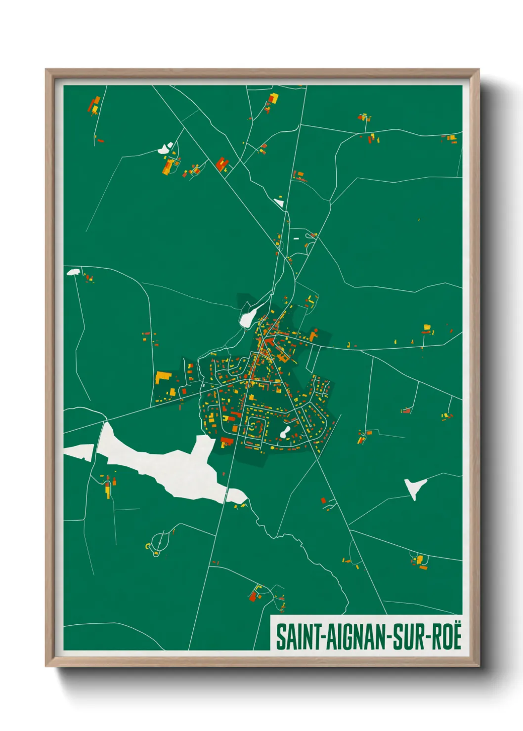 Une affiche de carte sur Saint-Aignan-sur-Roë