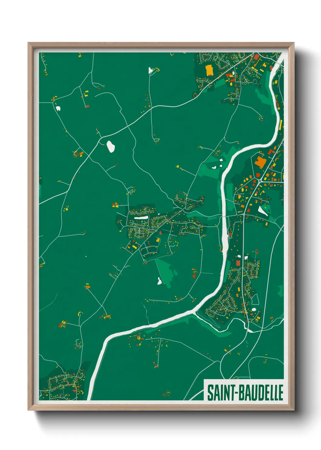 Une affiche de carte sur Saint-Baudelle