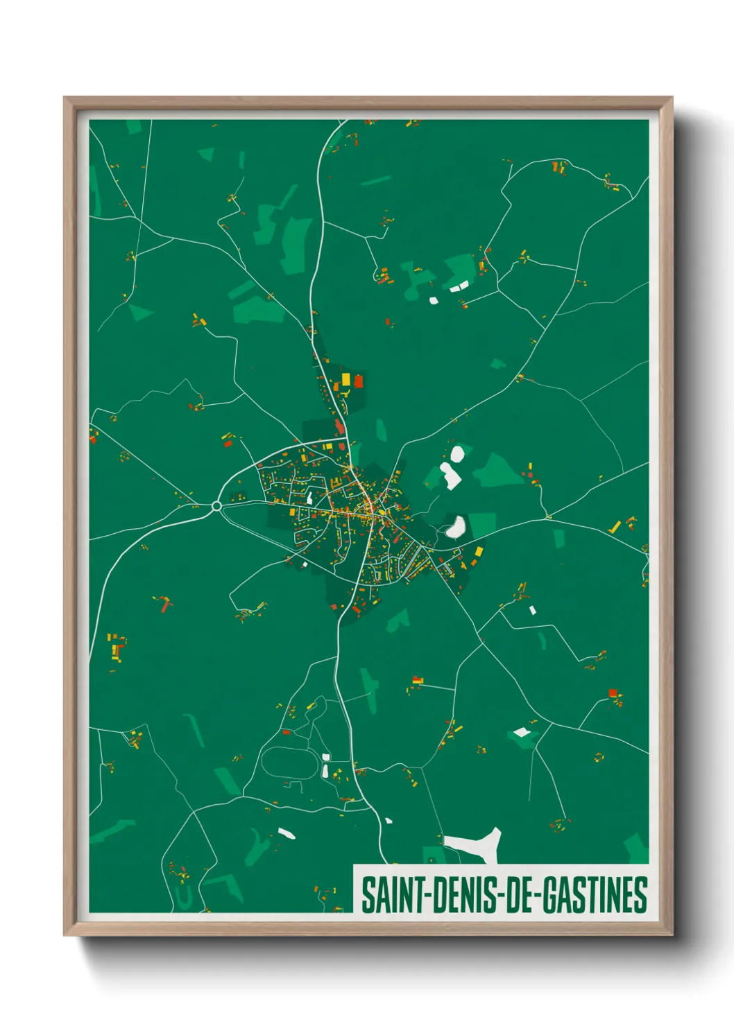 Une affiche de carte sur Saint-Denis-de-Gastines
