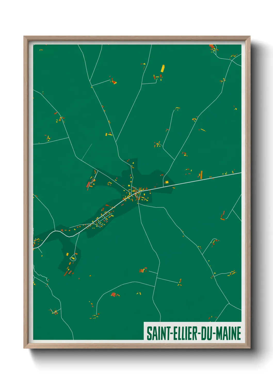 Une affiche de carte sur Saint-Ellier-du-Maine