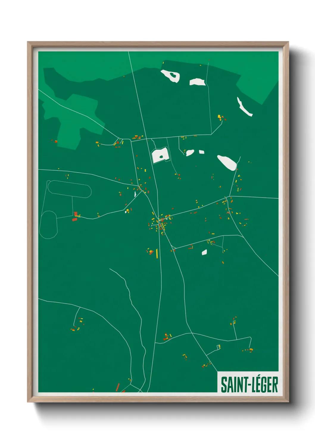 Une affiche de carte sur Saint-Léger