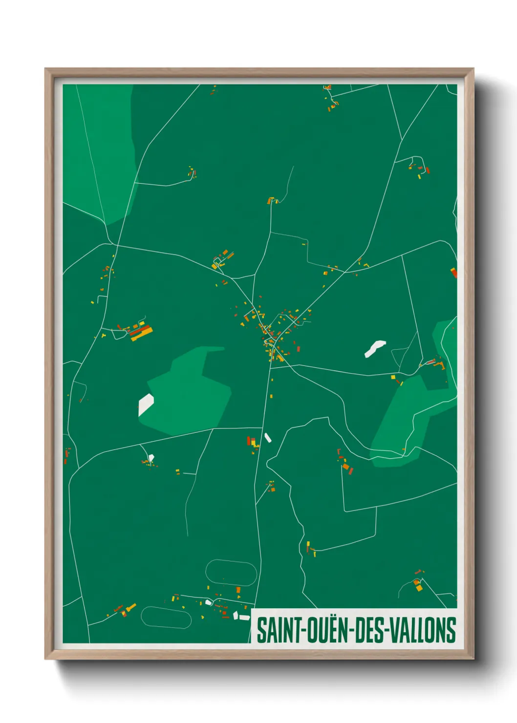 Une affiche de carte sur Saint-Ouën-des-Vallons